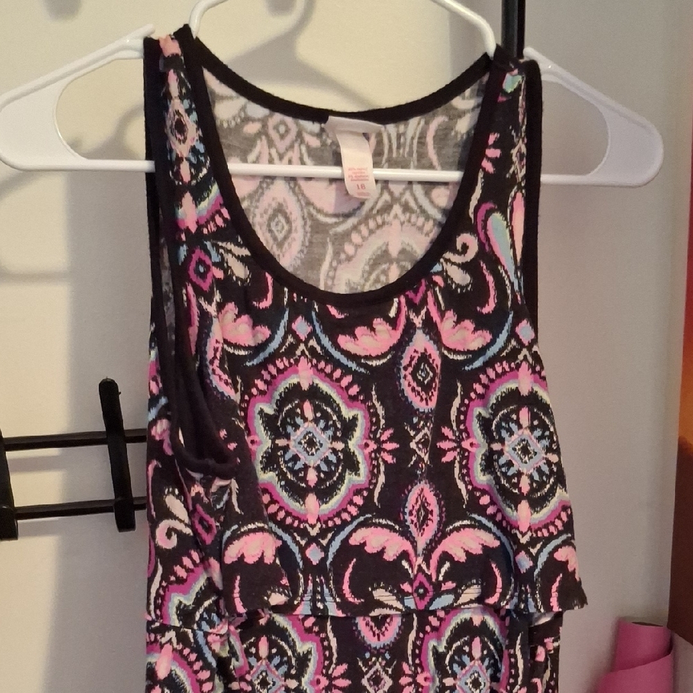 Justice Black and Pink Patterned Maxi Dress